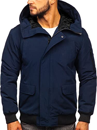 BOLF Herren Winterjacke Stehkragen Jacke Wärm Winter Herbst Freizeit Outdoor Casual Style 2019 Dunkelblau XXL [4D4] von BOLF