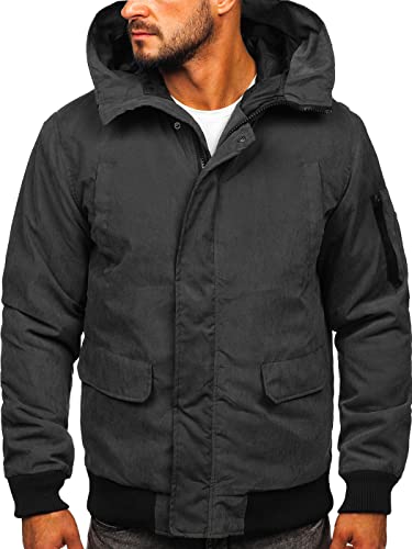 BOLF Herren Winterjacke Stehkragen Jacke Wärm Winter Herbst Freizeit Outdoor Casual Style 2019 Dunkelgrau M [4D4] von BOLF