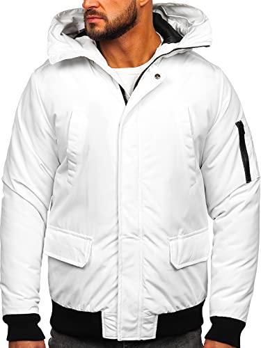 BOLF Herren Winterjacke Stehkragen Jacke Wärm Winter Herbst Freizeit Outdoor Casual Style 2019 Weiss M [4D4] von BOLF