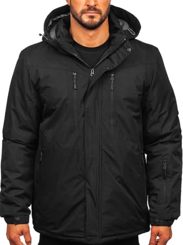 BOLF Herren Winterjacke Steppjacke Gefüttert Übergangsjacke mit Kapuze Daunenjacken-Optik Puffer Wärm Winter Freizeit Outdoor Casual Style 22M320 Schwarz XXL [4D4] von BOLF