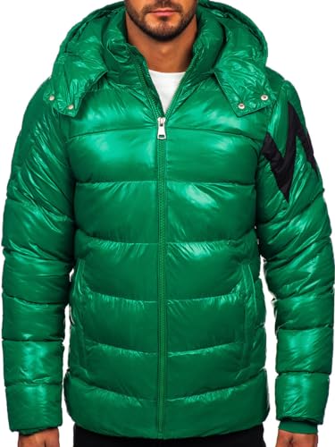 BOLF Herren Winterjacke Steppjacke Gefüttert Übergangsjacke mit Kapuze Daunenjacken-Optik Puffer Wärm Winter Freizeit Outdoor Casual Style 9981 Grun XXL [4D4] von BOLF