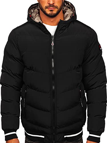 BOLF Herren Winterjacke Steppjacke Sportjacke Daunenjacke Puffer Jacket Kapuze Stehkragen Warm Gefüttert Gepolstert Outdoor Casual Style Street Look 7417 Schwarz-Gold S [4D4] von BOLF