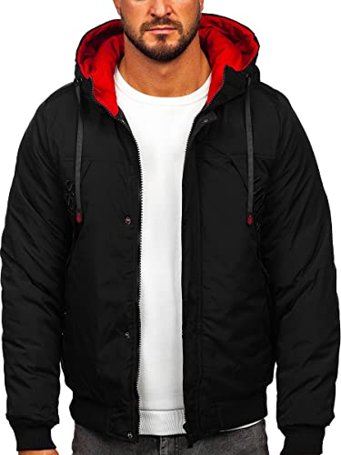 BOLF Herren Winterjacke Steppjacke Sportjacke Daunenjacke Puffer Jacket Kapuze Stehkragen Warm Gefüttert Gepolstert Wasserabweisend Winddicht Outdoor Casual Style Street Look 27M8100 Schwarz XL [4D4] von BOLF