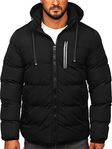 BOLF Herren Winterjacke Steppjacke Sportjacke Daunenjacke Puffer Jacket Kapuze Stehkragen Warm Gefüttert Gepolstert Wasserabweisend Winddicht Outdoor Casual Style Street Look 27M8112 Schwarz XXL [4D4] von BOLF