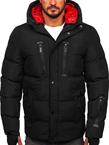 BOLF Herren Winterjacke Steppjacke Sportjacke Daunenjacke Puffer Jacket Kapuze Stehkragen Warm Gefüttert Gepolstert Wasserabweisend Winddicht Outdoor Casual Style Street Look 5M771 Schwarz M [4D4] von BOLF