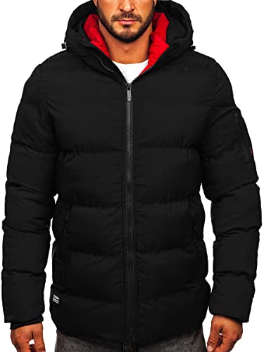 BOLF Herren Winterjacke Steppjacke Sportjacke Daunenjacke Puffer Jacket Kapuze Stehkragen Warm Gefüttert Gepolstert Wasserabweisend Winddicht Outdoor Casual Style Street Look 7338 Schwarz S [4D4] von BOLF