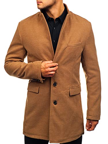 BOLF Herren Mantel Wintermantel Kurzmantel Winterjacke Stehkragen Reverskragen Elegant Business Freizeit Warm Gefüttert J.Boyz 1047 Camel L [4D4] von BOLF