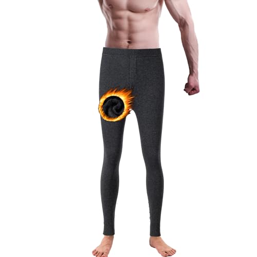 BOLIYVAN Lange Unterhosen Herren, Warme Thermohose Herren Winter Thermo Leggings Herren Thermoleggings mit Fleece Gefütterte für Outdoor (XXL, Grau) von BOLIYVAN