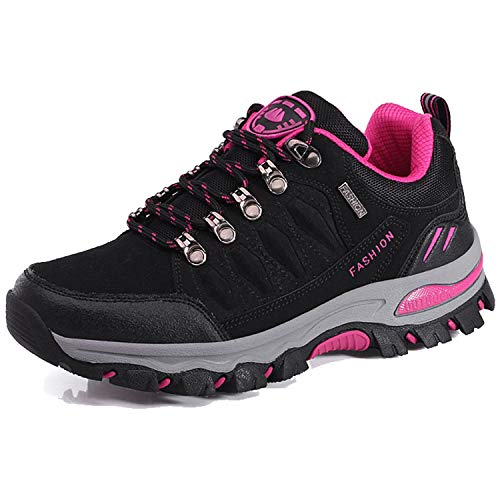 BOLOG Outdoor-Halbschuhe, Wanderschuhe, rutschfeste Kletterschuhe, leicht, atmungsaktiv, Trekkingschuhe für Damen und Herren, Schwarz - schwarz/pink - Größe: 36.5 EU von BOLOG