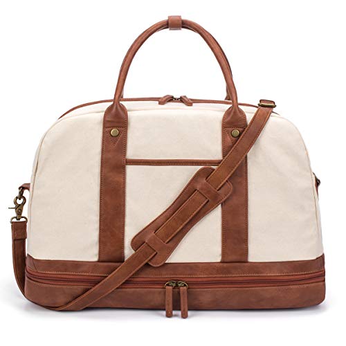 Reisetasche Weekender Damen Canvas Übernachtungstasche Große Reisetaschen für Damen Tragetasche auf der Schulter mit Schuhfach, Perfekt für Damen Reisen oder den Täglichen Gebrauch von BOLOSTA