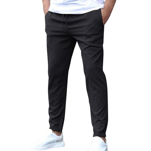 BOLUOBAO Hose Herren Sommer Leicht Stretch Chino Hose Slim Fit Stretch Freizeithose Lang Herrenhosen Dünne Jogginghose mit Gummibund von BOLUOBAO
