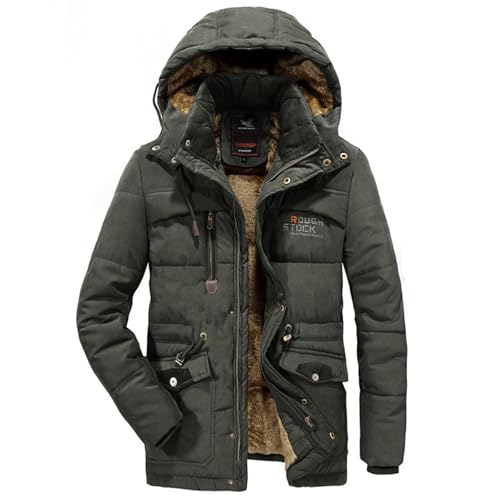 BOLUOBAO Parka-Herren-Winter-Fleecefutter-Dicker-Kapuzenjacke-Viele-Taschen-Winddichter-Winterjacke-Winterparka-mit-Kapuze-Warm-Wintermantel-Outdoor-Funktionsparka-L-6XL von BOLUOBAO
