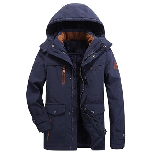 BOLUOBAO Parka-Herren-Winter-Fleecefutter-Dicker-Kapuzenjacke-Viele-Taschen-Winddichter-Winterjacke-Winterparka-mit-Kapuze-Warm-Wintermantel-Outdoor-Funktionsparka-L-6XL von BOLUOBAO