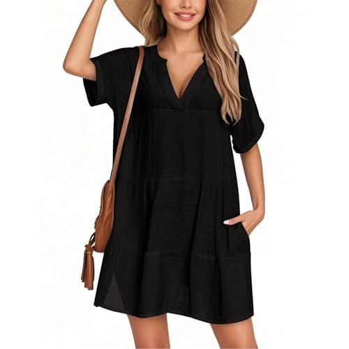 BOLUOBAO Strandkleid Damen Bikini Cover-Up Strandponcho Sommer Strand Kleid V Ausschnitt mit Taschen Sommerkleid Pareos & Strandkleider BOLUOBAO Strandkleid Damen Bikini Cover-Up Strandponcho Sommer Strand Kleid V Ausschnitt mit Taschen Sommerkleid Pareos & Strandkleider von BOLUOBAO