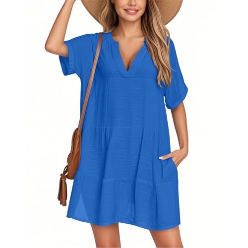 BOLUOBAO Strandkleid Damen Bikini Cover-Up Strandponcho Sommer Strand Kleid V Ausschnitt mit Taschen Sommerkleid Pareos & Strandkleider BOLUOBAO Strandkleid Damen Bikini Cover-Up Strandponcho Sommer Strand Kleid V Ausschnitt mit Taschen Sommerkleid Pareos & Strandkleider von BOLUOBAO