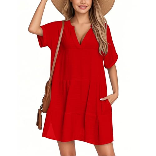 BOLUOBAO Strandkleid Damen Bikini Cover-Up Strandponcho Sommer Strand Kleid V Ausschnitt mit Taschen Sommerkleid Pareos & Strandkleider BOLUOBAO Strandkleid Damen Bikini Cover-Up Strandponcho Sommer Strand Kleid V Ausschnitt mit Taschen Sommerkleid Pareos & Strandkleider von BOLUOBAO
