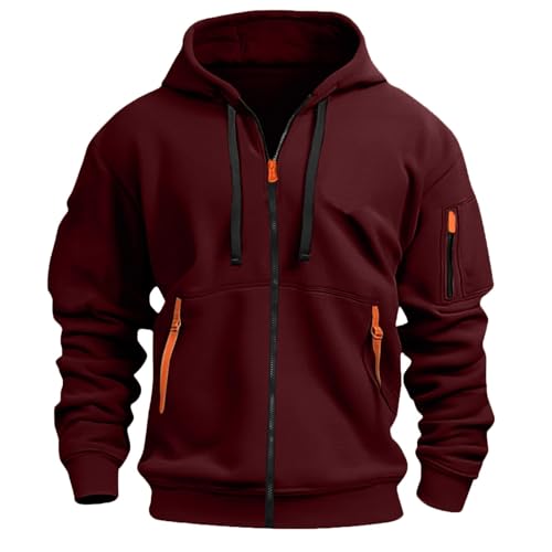 BOLUOBAO Zipper Hoodie Herren Sweatshirt mit Reißverschluss Pullover Langarm mit Taschen Warm Kapuzenjacke Kapuzenpullover von BOLUOBAO