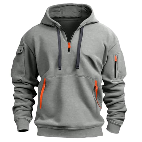 BOLUOBAO Zipper Hoodie Herren Sweatshirt mit Reißverschluss Pullover Langarm mit Taschen Warm Kapuzenjacke Kapuzenpullover von BOLUOBAO