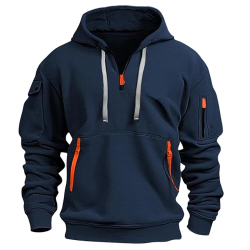 BOLUOBAO Zipper Hoodie Herren Sweatshirt mit Reißverschluss Pullover Langarm mit Taschen Warm Kapuzenjacke Kapuzenpullover von BOLUOBAO