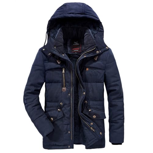 Bundeswehr-Parka-Herren-Fleecefutter-mit-Kapuze-Wintermantel---Kapuzenjacke-Viele-Taschen-Dicker-Militärjacke-Kurz-Thermo-Funktionsparka-Warm-Outdoor-Parka-Winddichter-Lässige-Übergangsjacke-L-6XL von BOLUOBAO