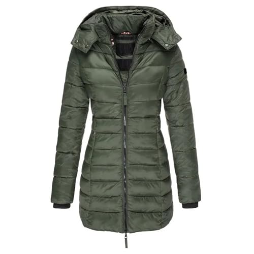 Daunenmantel-Damen-Mit-Kapuze-Winterjacke-Damen-Warm-Gefüttert-Steppjacke-Damen-Outdoor-Wintermantel-Damen-Lang-Daunenjacke-Frauen-Zipper-Mantel-Damen-Winter-Puffer-Skijacke-Dicke-Steppmantel von BOLUOBAO