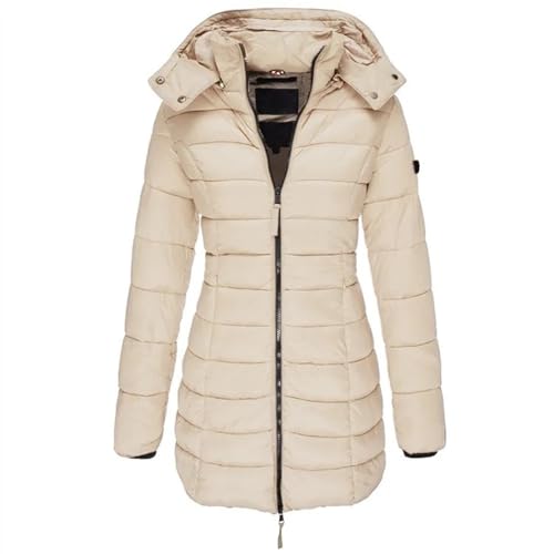 Daunenmantel-Damen-Mit-Kapuze-Winterjacke-Damen-Warm-Gefüttert-Steppjacke-Damen-Outdoor-Wintermantel-Damen-Lang-Daunenjacke-Frauen-Zipper-Mantel-Damen-Winter-Puffer-Skijacke-Dicke-Steppmantel von BOLUOBAO