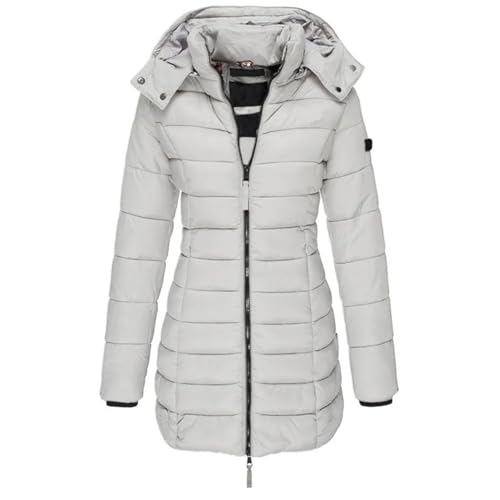 Daunenmantel-Damen-Mit-Kapuze-Winterjacke-Damen-Warm-Gefüttert-Steppjacke-Damen-Outdoor-Wintermantel-Damen-Lang-Daunenjacke-Frauen-Zipper-Mantel-Damen-Winter-Puffer-Skijacke-Dicke-Steppmantel von BOLUOBAO