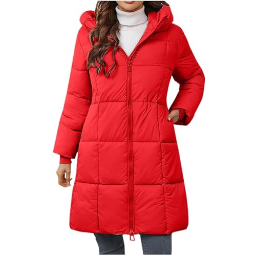 Daunenmantel-Damen-Mit-Kapuze-Winterjacke-Damen-Warm-Gefüttert-Steppjacke-Damen-Outdoor-Wintermantel-Damen-Lang-Daunenjacke-Frauen-Zipper-Mantel-Damen-Winter-Puffer-Skijacke-Dicke-Steppmantel von BOLUOBAO