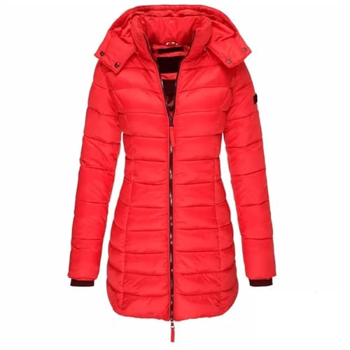 Daunenmantel-Damen-Mit-Kapuze-Winterjacke-Damen-Warm-Gefüttert-Steppjacke-Damen-Outdoor-Wintermantel-Damen-Lang-Daunenjacke-Frauen-Zipper-Mantel-Damen-Winter-Puffer-Skijacke-Dicke-Steppmantel von BOLUOBAO