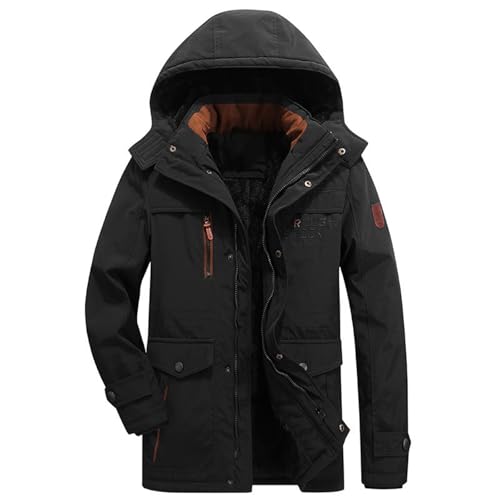 Wintermantel-Herren-Lang-Warm,-Parka-Herren-Winter-Fleecefutter-Dicker-Kapuzenjacke-Viele-Taschen-Winddichter-Winterjacke-Winterparka-mit-Kapuze-Warm-Wintermantel-Outdoor-Funktionsparka-L-6XL von BOLUOBAO