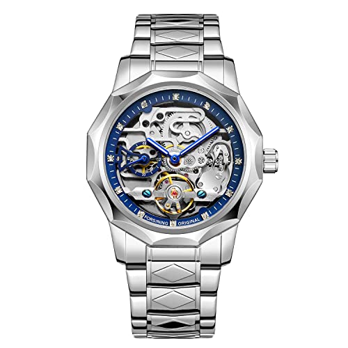 Armbanduhr Herren Analog Automatik Edelstahl Mechanische Skelett Männer Uhr Glas Rückseite, 8240-silber, Blau Armbanduhr Herren Analog Automatik Edelstahl Mechanische Skelett Männer Uhr Glas Rückseite, 8240-silber, Blau von BOLYTE