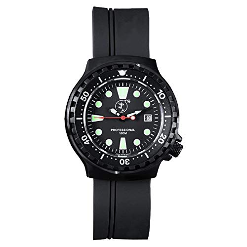 BOMBFROG Damen Taucheruhr | schwarz | lumineszierend | Uhr Professional 500 von BOMBFROG