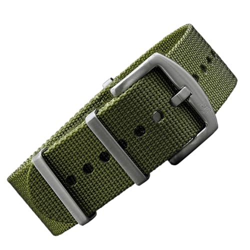 BOMBFROG NATO Strap Uhrenarmband 18 mm Nylon oliv, Dornenschließe silber, Uhrenarmband Nato (18 mm, Oliv - Dornenschließe silber) von BOMBFROG