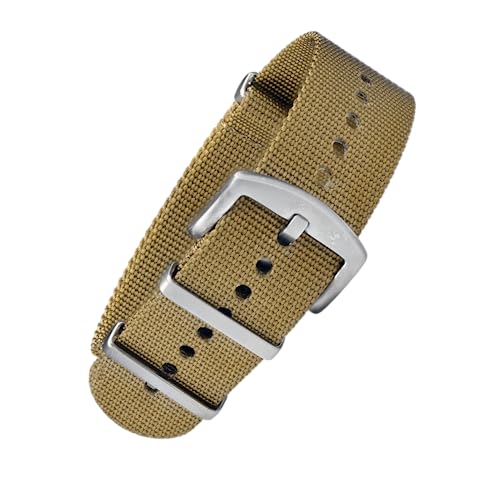 BOMBFROG NATO Strap Uhrenarmband 20 mm Nylon khaki, Dornenschließe silber, Uhrenarmband Nato (20 mm, Khaki - Dornenschließe silber) von BOMBFROG