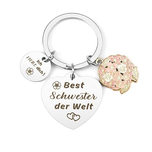 BOMEON Schlüsselanhänger Schwester,Weihnachtsgeschenke für Schwester, Geschenk Schwester, Geschenk für Schwester Geburtstag,Sinnvolles Geschenk für Schwester,Beste Personalisierte Schwester Geschenke von BOMEON