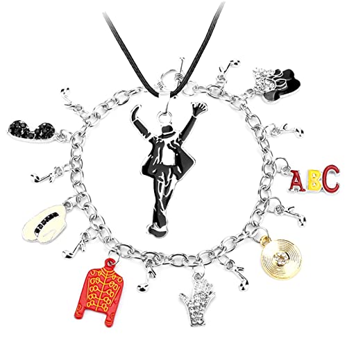 BOMJJOR MJ Jackson Halskette Armband für MJ Michael Fans Herren Kinder Schmuck Memorial Collection Halskette von BOMJJOR