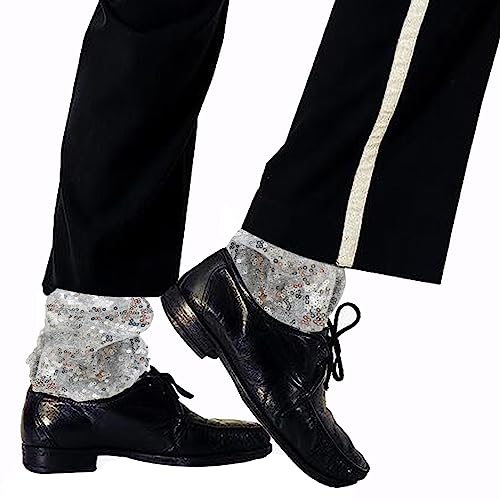 BOMJJOR Michael Knöchelsocken Mode MJ Jackson Kostüm Pailletten Socke Röhren Männer Frauen Kinder Billie Jeans Socken Abdeckung, silber, 43 EU von BOMJJOR