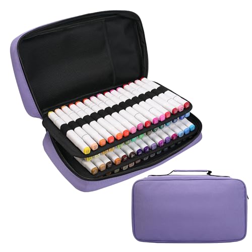 BOMKEE 60 Schlitze Marker Organizer Fall, Großer Marker Fall für 60 Marker Große Kapazität Marker Aufbewahrungstasche Stift Fall Bleistift Tasche mit Tragegriff von BOMKEE