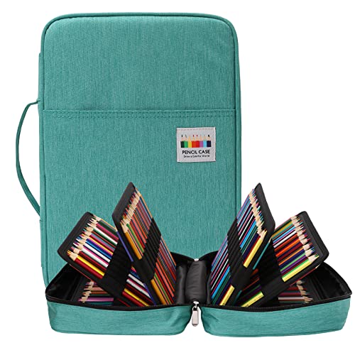 BOMKEE Federmäppchen Große, 304 Schlitze Etui Stifte Schule Federmappe Federtasche Maeppchen Mäppchen Große Kapazität Stifthalter Slot Organizer Tasche für Aquarellstifte, Marker, Gelstifte (Green) von BOMKEE