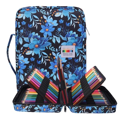 BOMKEE Federmäppchen mit 220 Fächern, Tragbar Buntstifte Organizer, Wasserdicht Bleistifte Halter Case für Studenten, Kinder, Erwachsene, Künstler (Orchid) von BOMKEE
