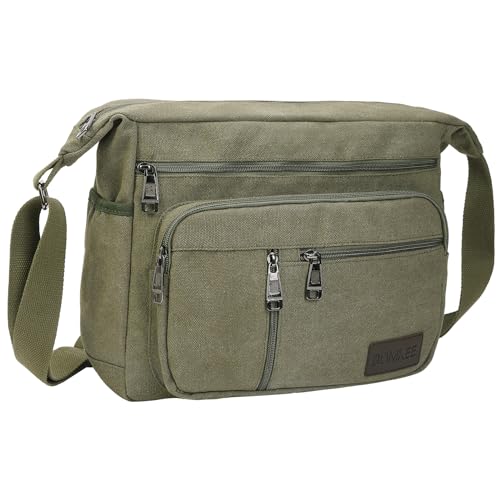 BOMKEE Umhängetasche Herren, Messenger Bag Groß Leinwand Schultertasche Shoulder Tasche 15.6 Zoll Laptop Bag für Arbeit Schule Reisen von BOMKEE