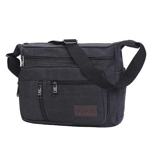 BOMKEE Umhängetasche Herren, Messenger Bag Groß Leinwand Schultertasche Shoulder Tasche 15.6 Zoll Laptop Bag für Arbeit Schule Reisen von BOMKEE