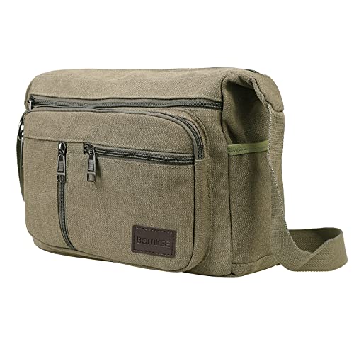 BOMKEE Umhängetasche Herren Schultertasche Messenger Bag Wasserdicht Canvas Crossbody Tasche Aktentasche Studenten (2026 Grün) von BOMKEE