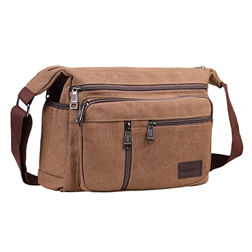 BOMKEE Umhängetasche Herren Schultertasche Messenger Bag Wasserdicht Canvas Crossbody Tasche Aktentasche Studenten (2026 Kaffee) von BOMKEE