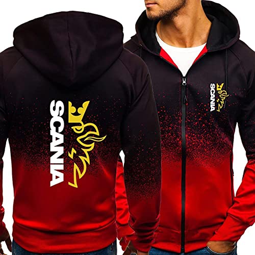 BOMMEL Herren Hoodies Sweatshirts Für Scania Print Kapuzenpullover Mit Reißverschluss Frühling Und Herbst Freizeit Hoody Mantel Mit Kapuze Sport Jacke,A,L von BOMMEL