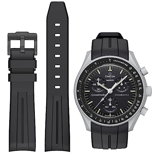 BONACE Armband für Moonswatch Swatch Watchband,Keine Lücke Silikon Ersatzband Armband für Omega X Swatch Moonswatch Speedmaster Männer Frauen Armband zubehör von BONACE
