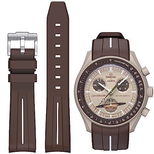 BONACE Armband für Omega x Swatch MoonSwatch/Rolex Uhr 20mm, Weiches Gummi Omega X Swatch Moonswatch Speedmaster Ersatzarmband,Gebogenes nahtloses Moonswatch Swatch Armband für Männer und Frauen von BONACE