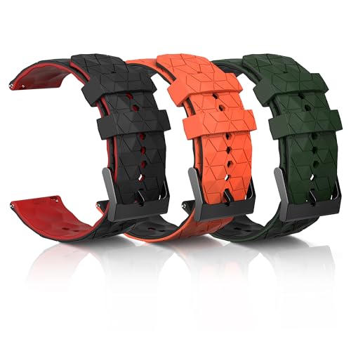 Kompatibel mit 20 mm 22 mm Uhrenarmbändern, Schnellwechsel-Ersatzband für Galaxy Watch Series 6 5 4 Classic, Verstellbare Gummibänder Smartwatch-Sportarmband für Männer und Frauen, 3er-Pack (20mm, B) von BONACE