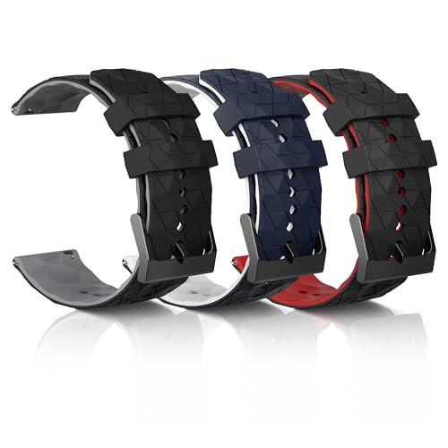 Kompatibel mit 20 mm 22 mm Uhrenarmbändern, Schnellwechsel-Ersatzband für Galaxy Watch Series 6 5 4 Classic, Verstellbare Gummibänder Smartwatch-Sportarmband für Männer und Frauen, 3er-Pack (20mm, A) von BONACE