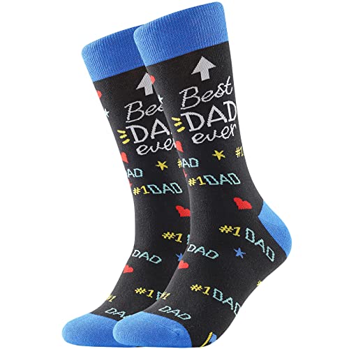 BONANGEL Best Dad Geschenkideen für Papa Super Dad Geschenk Geburtstag Socken Herren Mann Lustige Neuheit Männer Vatertag Geschenk Deko Baumwolle Rutschfeste Söckchen von BONANGEL